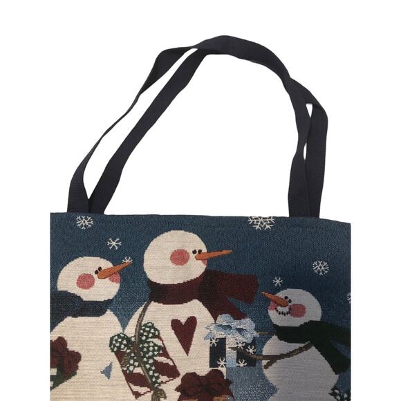Mohawk Home Open‎ Tapestry Snowman Winter Holiday Tote Bag Purse - Picture 6 of 6